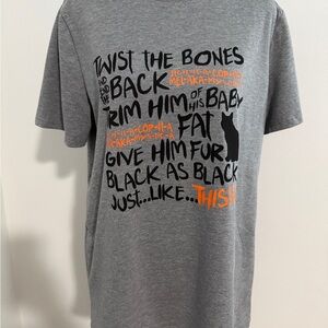 T-Shirt in Heather Gray with Black & Orange Print